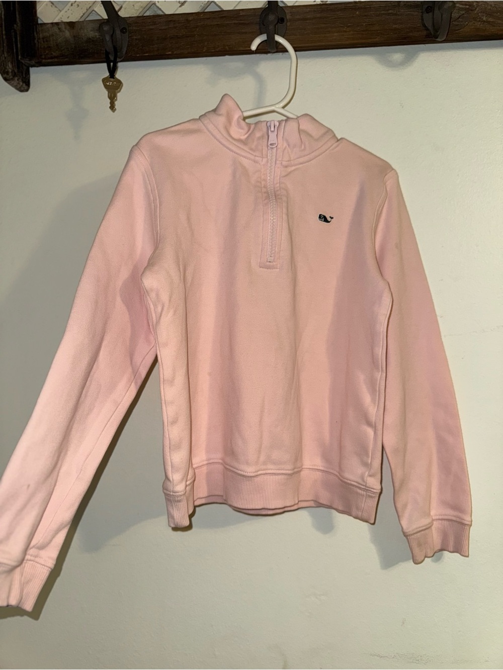 Vineyard Vines Light Pink Half-Zip Pullover with Whale